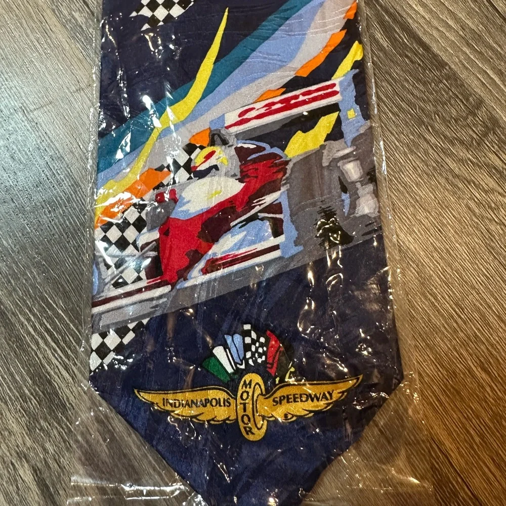Indianapolis 500 Race Car Silk Necktie Indianapolis Motor Speedway Navy NWT